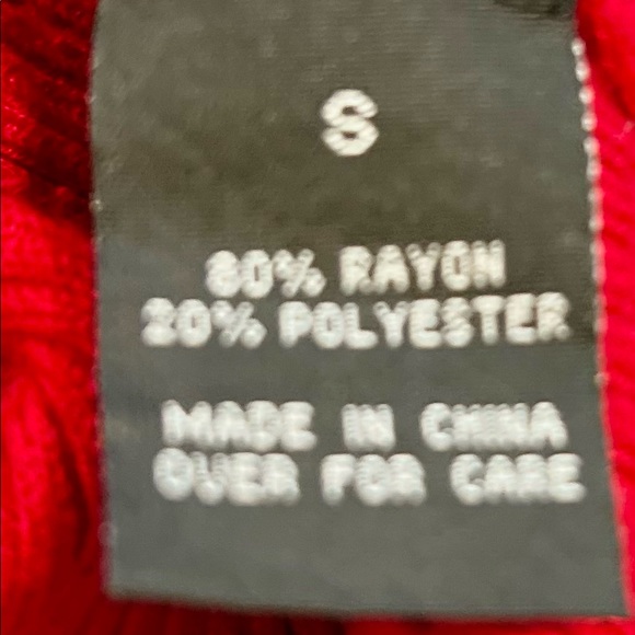 BCX Red Ribbed Sweater Dress w/Pearl Embellished Sleeves Size Small Rayon/Poly - Picture 12 of 12